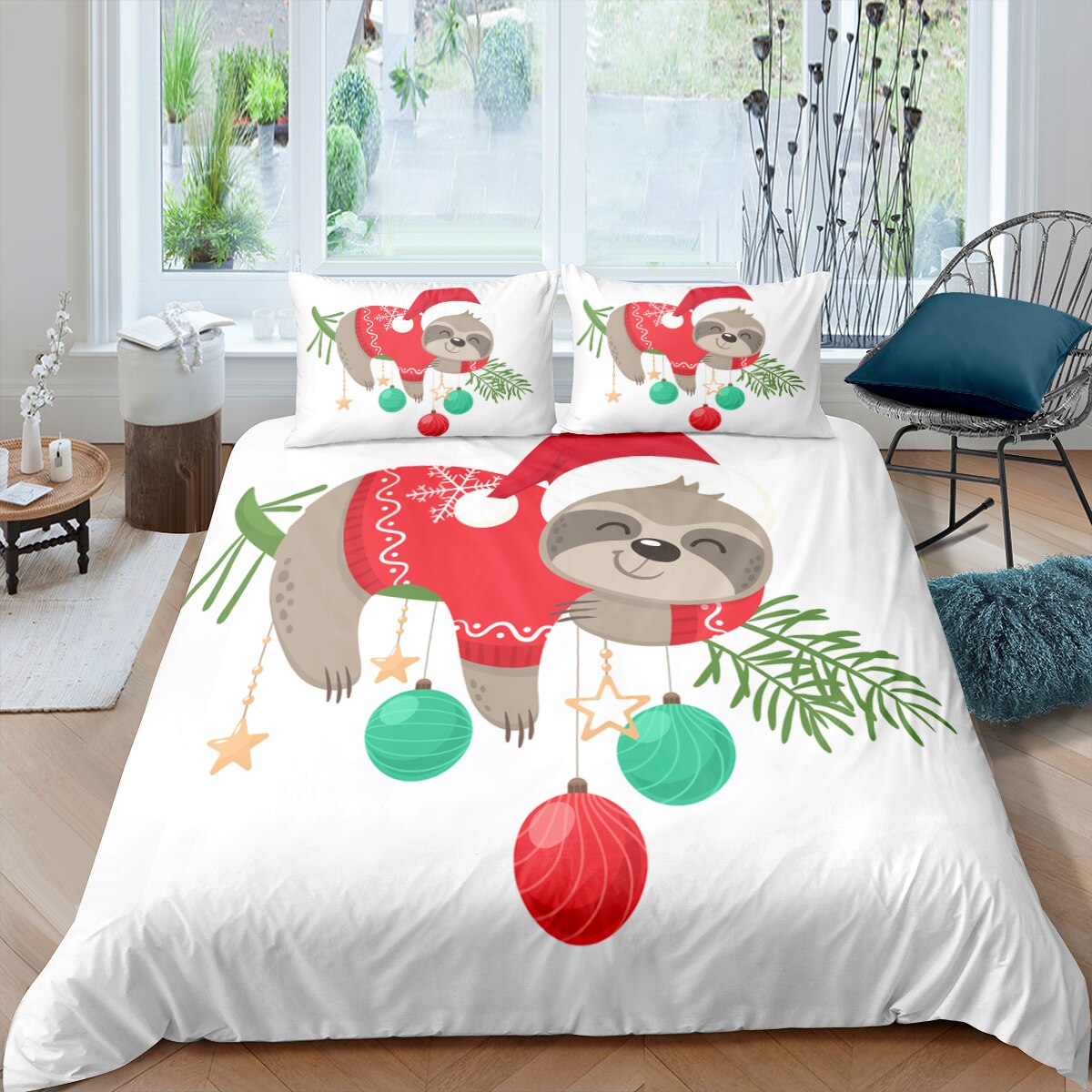Ȩ ��Ȱ ���Ÿ� 3D Sloth ħ�� ��Ʈ Duvet Ŀ�� Pillowcase Kids ħ�� ��Ʈ Queen and King EU/US/AU/UK ũ��